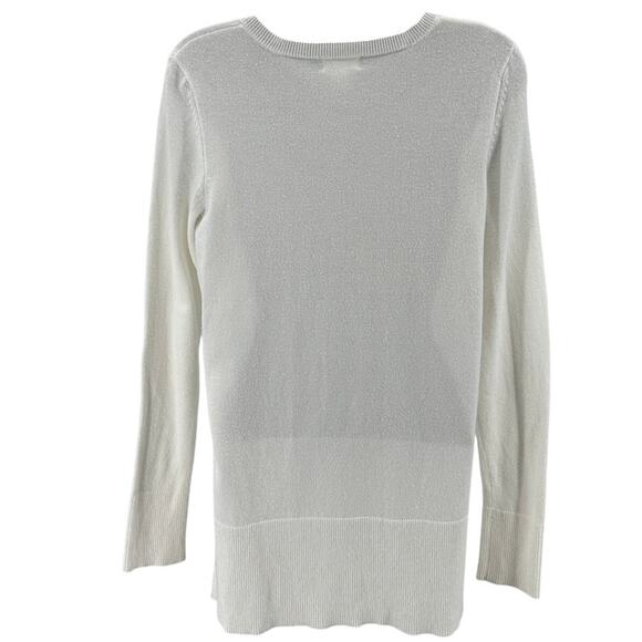 Maison Jules Sweater WMNS XS Cream Tunic V-Neck Pullover Hi-Low Ribbed Soft Cozy - Picture 4 of 8
